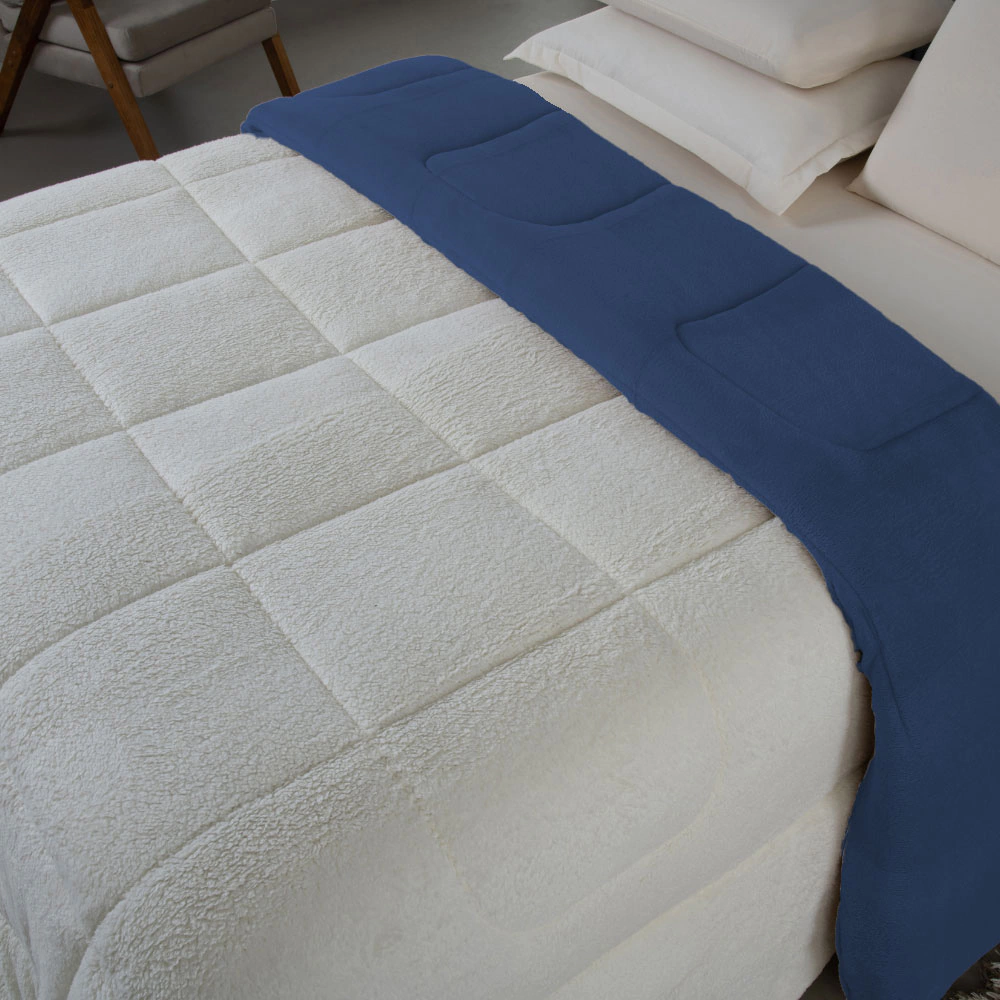 Coberdrom Dupla Face Sherpa — Azul