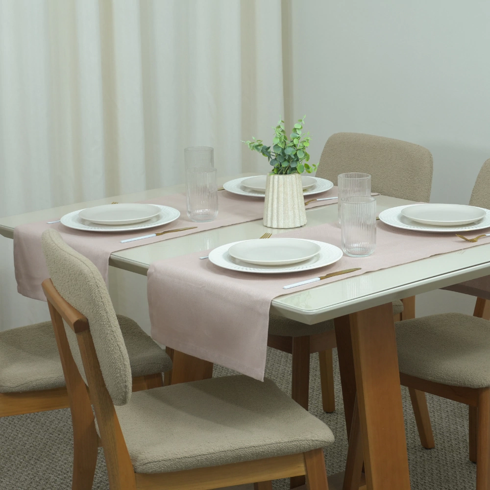 Caminho de Mesa em Linho — Linha Essence — Rosa