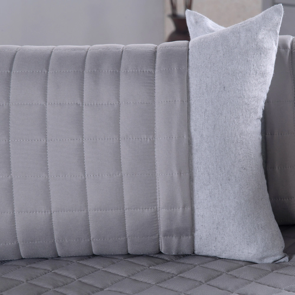 Kit Peseira de Cama com Almofadas — 5 Peças — Cinza