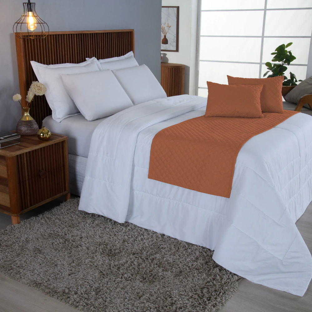 Kit Comfort Peseira de Cama com Almofadas — Terracota